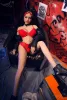 Sexpuppe Melina liegend in roter Unterwäsche